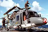 1990年2月4日、「カールスルーエ」艦上に駐機するリンクスMk.88。
