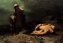 ポリュネイケースの死体の前のアンティゴネー(画)ニキフォロス・リトラス