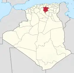 Map of Algeria highlighting M'Sila