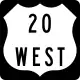 Non-standard US 20 West sign, Main St. after Lexington St., Waltham Center, MA