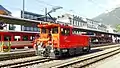 Geaf2/2 20601-07形とほぼ同型のマッターホルン・ゴッタルド鉄道の電気/蓄電池機関車タイプであるTea2/2 802号機、ブリーク駅、2020年