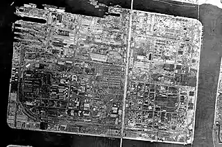 名鉄構外側線時代の7号地臨港線(1946年)帰属:国土交通省「国土画像情報(カラー空中写真)」配布元:国土地理院地図・空中写真閲覧サービス