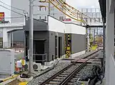 デルタ線に繋がる側線と構内踏切