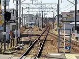 知立方面。左に分岐している側線が元・挙母線分岐線