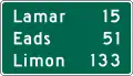 Mileage signs for highway routes, Colorado