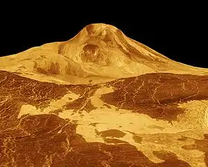 マゼランのデータを基にシミュレートされたサパス山付近の画像