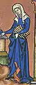 頭巾をかぶった女性-『Maciejowskiの聖書』より（1250年頃）