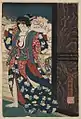 月岡芳年作(1860年)。裾の柄のひとつが麻柄。