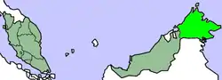 北ボルネオ直轄植民地の位置