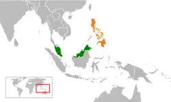 MalaysiaとPhilippinesの位置を示した地図