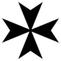 マルタ十字。矢の形をした4つのアームが中央に向き、8つの突き出た角をもつ。アメリカ海兵隊の射撃技術章（英語版）の元にもなった。