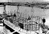 旧治水橋下部工の建設工事（1931年頃）