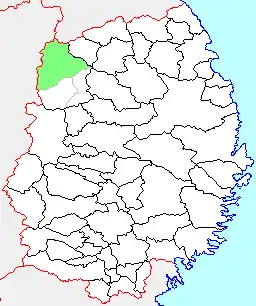 安代町の県内位置図
