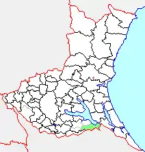 東町の県内位置図