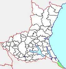 波崎町の県内位置図