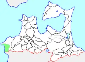岩崎村の県内位置図