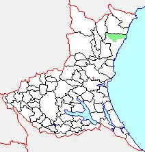 十王町の県内位置図