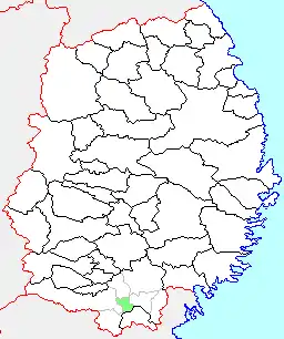 川崎村の県内位置図