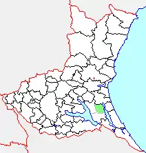 北浦町の県内位置図