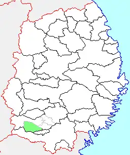衣川村の県内位置図