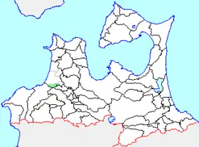 森田村の県内位置図
