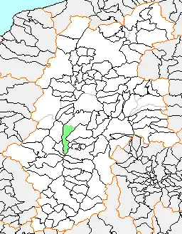 楢川村の県内位置図