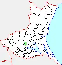 新治村の県内位置図