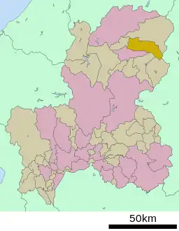 丹生川村の位置