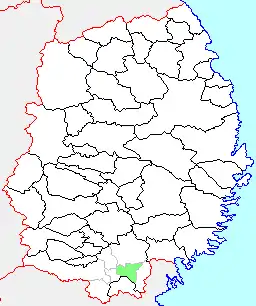 千厩町の県内位置図