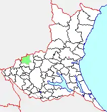 下館市の県内位置図