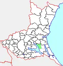 玉造町の県内位置図