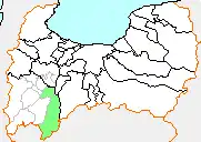 利賀村の県内位置図
