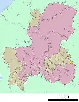 岐阜県側から見た山口村の位置図