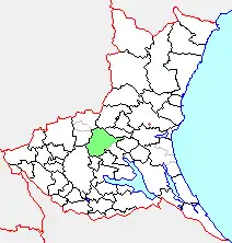 八郷町の県内位置図