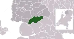 Highlighted position of Weststellingwerf in a municipal map of Friesland