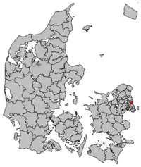デンマーク内での位置の位置図