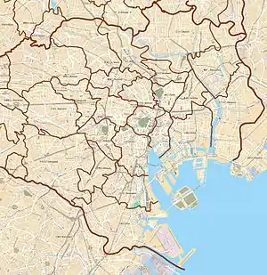 教文館の位置（東京都区部内）