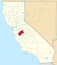 マーセド郡の位置を示したカリフォルニア州の地図