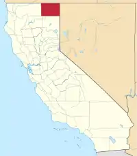 モドック郡の位置を示したカリフォルニア州の地図