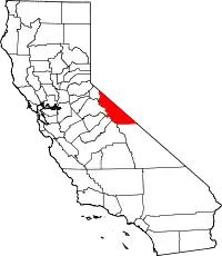 モノ郡の位置を示したカリフォルニア州の地図