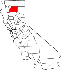 シャスタ郡の位置を示したカリフォルニア州の地図