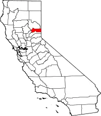 シエラ郡の位置を示したカリフォルニア州の地図