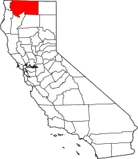 シスキュー郡の位置を示したカリフォルニア州の地図