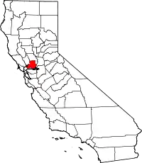 ソラノ郡の位置を示したカリフォルニア州の地図