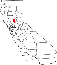 サッター郡の位置を示したカリフォルニア州の地図