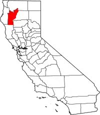 トリニティ郡の位置を示したカリフォルニア州の地図