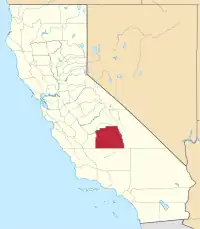 トゥーレアリ郡の位置を示したカリフォルニア州の地図
