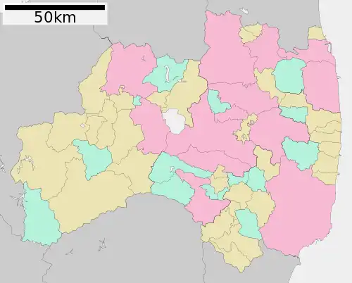 三春城の位置(福島県内)