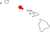 ホノルル郡の位置を示したハワイ州の地図