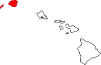 カウアイ郡の位置を示したハワイ州の地図